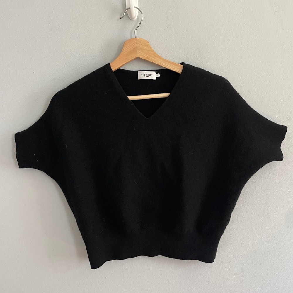 The Reset R Label Wool Sweater Short Sleeve Dolman Black Size S